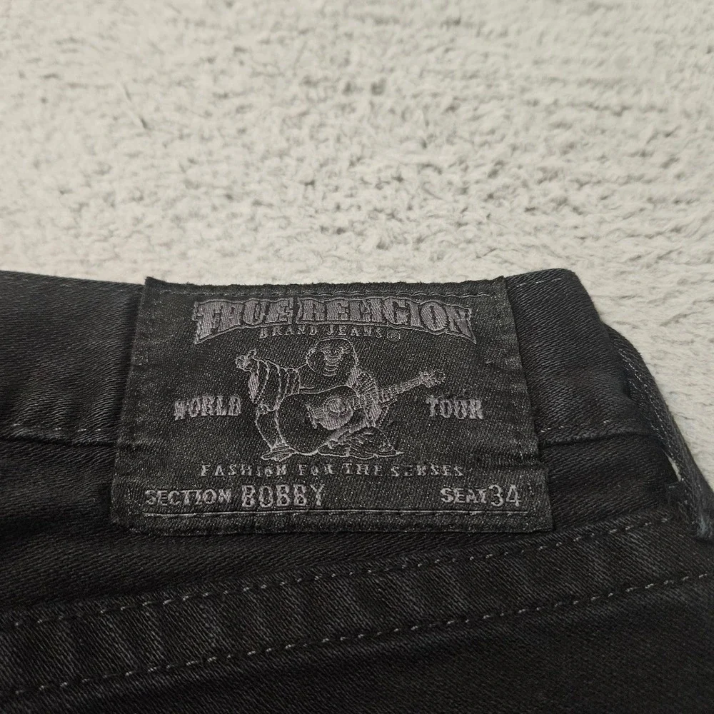 Y2K Bobby True Religion Black Jeans Distressed Made in USA Size 34‎ x 34